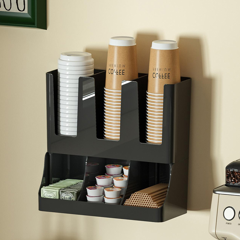 Wallpaper Coffee And Tea - กล่องเก็บแก้วกระดาษ, ที่วางแก้วสีดำสำหรับใช้ในบ้าน, ที่วางแก้วกระดาษแบบใช้แล้วทิ้งสำหรับร้านกาแฟและชานม, กล่องเก็บของอเนกประสงค์, ที่วางแก้วแบบติดผนัง