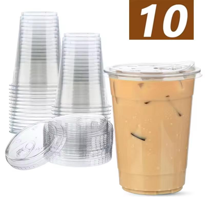 Lemon Tea Coffee - แก้วพลาสติก PET แบบใช้แล้วทิ้ง 10 ชิ้น สำหรับกาแฟเย็น