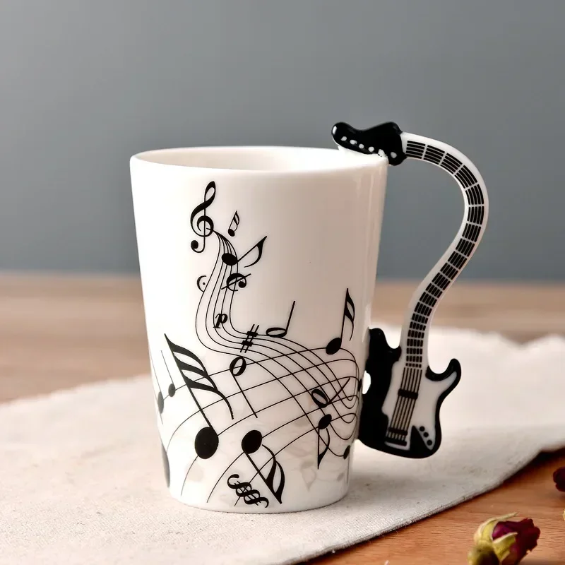 Lemon Tea Coffee - Novelty Music หมายเหตุถ้วยเซรามิคกีตาร์แก้วกาแฟบุคลิกภาพชา/นม/น้ำ/Lemon กระบอกน้ำวันเกิดคริสต์มาสของขวัญ