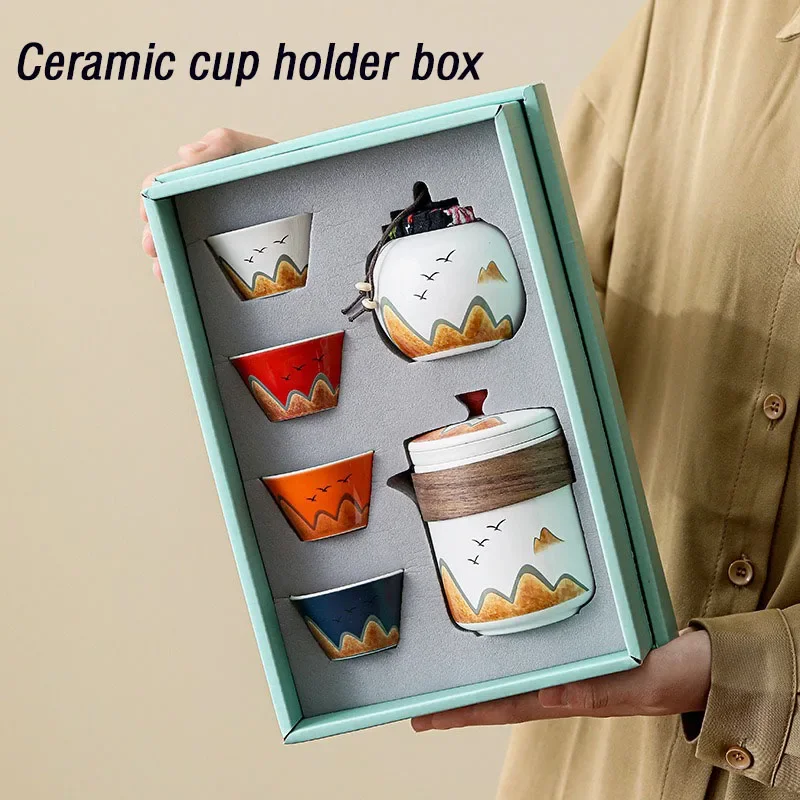 Coffee Tea Canister Set - ของขวัญกล่อง,สไตล์จีนเซรามิคถ้วยชา,กาน้ําชาเซรามิคพอร์ซเลน,กระป๋องชา,ถ้วยกาแฟเอสเปรสโซ,เครื่องปั้นดินเผาแก้วกาแฟ,แก้ว,1 ชุด
