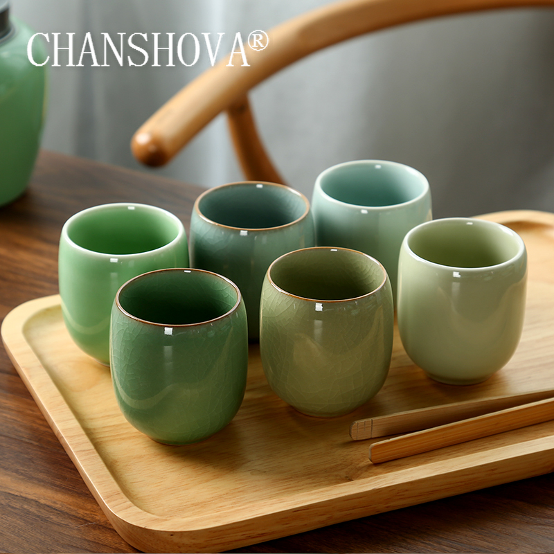 Tea And Coffee Kettle - CHANSHOVA-ชุดถ้วยชาพอร์ซเลน,สไตล์จีนแบบดั้งเดิม,ถ้วยเซรามิค Celadon Crackle,ถ้วยกาแฟขนาดเล็ก,150ml,H284