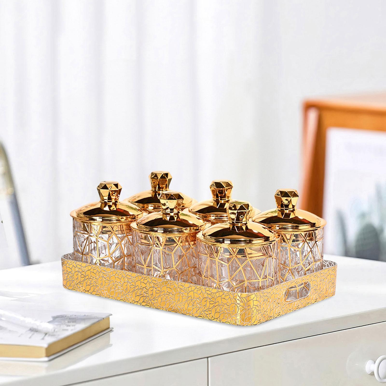 Coffee Tea Canister Set - ชุดกระปุกเก็บอาหารแบบมีฝาปิดสนิทพร้อมถาดสำหรับกาแฟ ชา น้ำตาล เครื่องปรุงรส ขนมขบเคี้ยว สำหรับห้องครัว