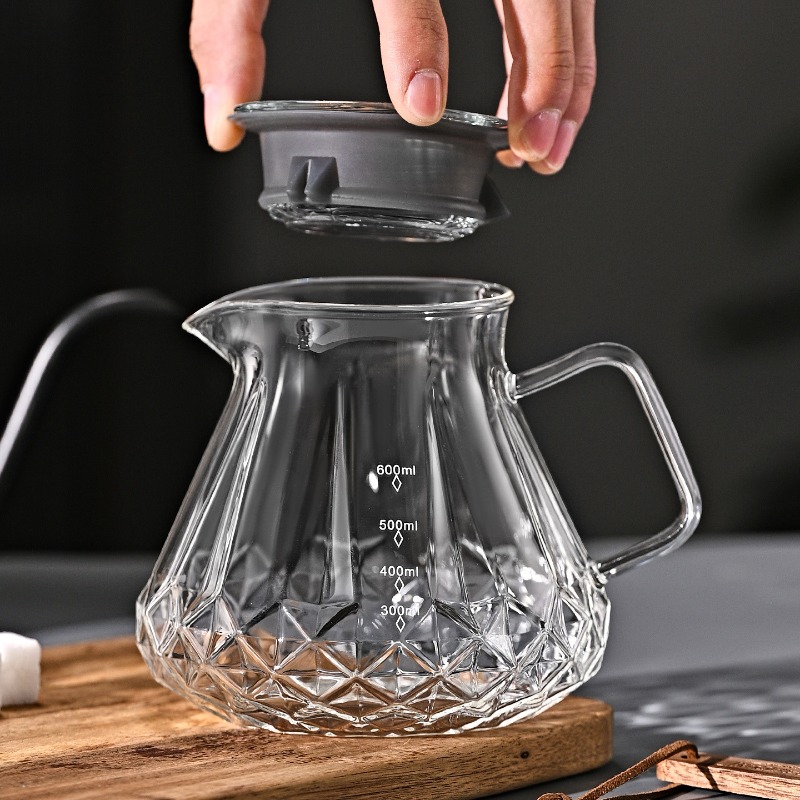 Coffee Tea Decanter - เครื่องชงกาแฟแบบเทน้ำร้อน, โถแก้วสำหรับเสิร์ฟกาแฟพร้อมฝาปิด, โถแก้วทนความร้อนสำหรับชงกาแฟและชา