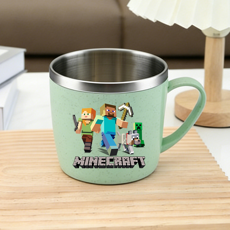 Coffee Y Tea - แก้วน้ำสแตนเลสลายมайнคราฟท์ แก้วกาแฟ แก้วนม แก้วการ์ตูน แก้วน้ำสำหรับแปรงฟัน แก้วน้ำสำหรับเด็กชายและเด็กหญิง