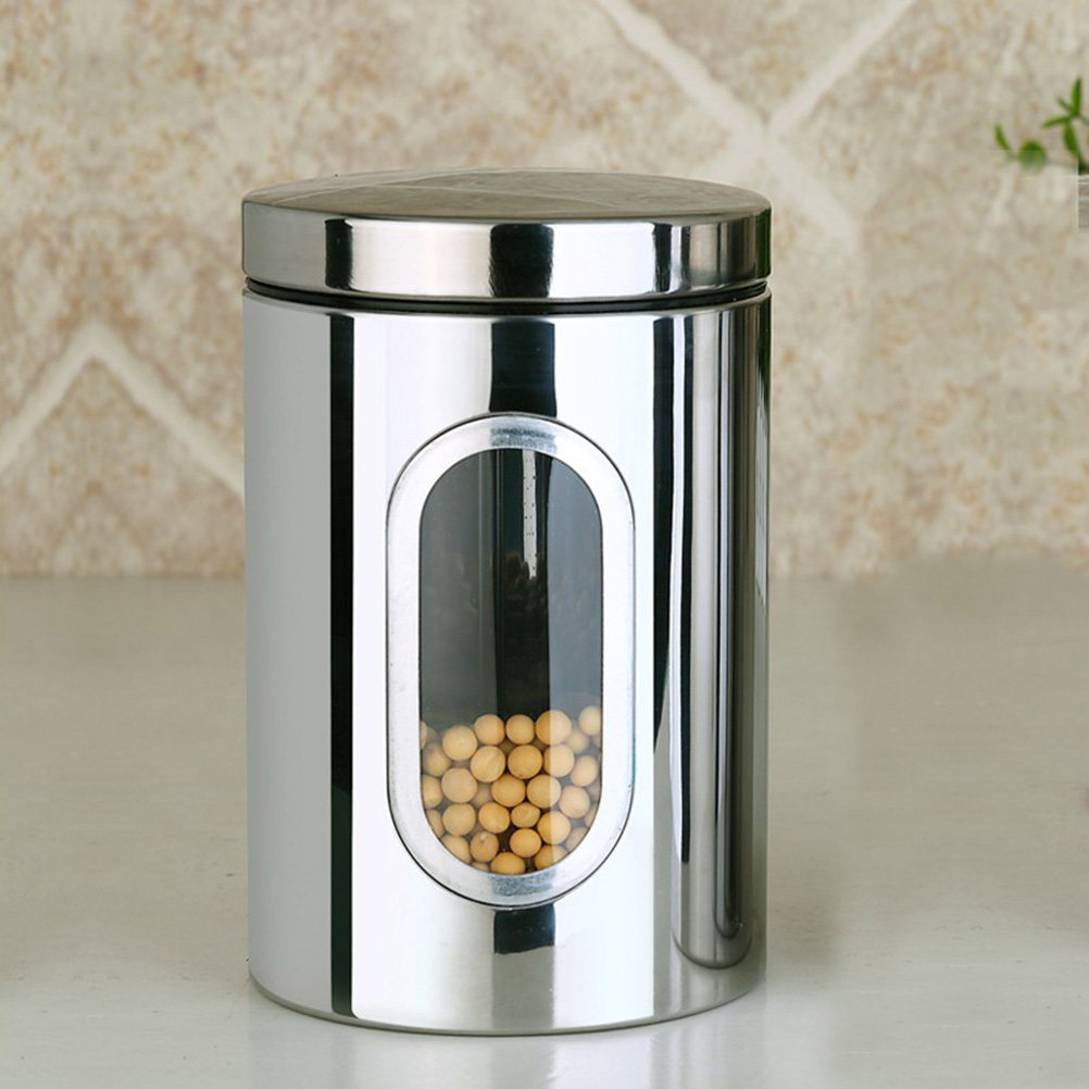 Coffee Tea Canister Set - ชุดกระปุกเก็บอาหารสแตนเลสปิดผนึก ป้องกันสนิม ทำความสะอาดง่าย อุปกรณ์จัดระเบียบครัวสำหรับเก็บเมล็ดกาแฟ ชา ธัญพืช