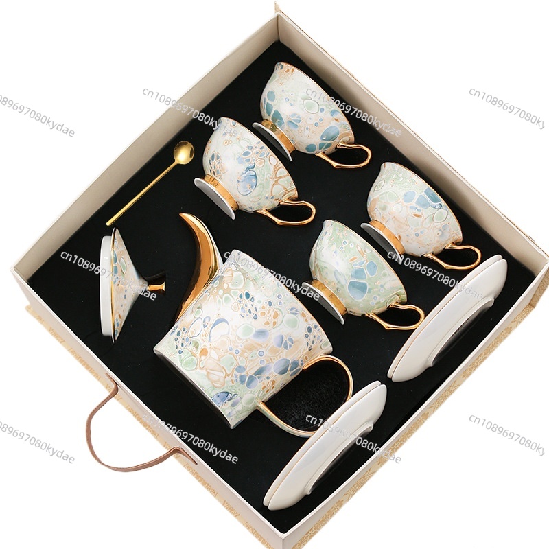 Tea And Coffee Kettle - แก้วกาแฟ เซรามิก กาน้ำชา ลายดอกไม้ ชุดน้ำชา สำหรับเพื่อนสาว