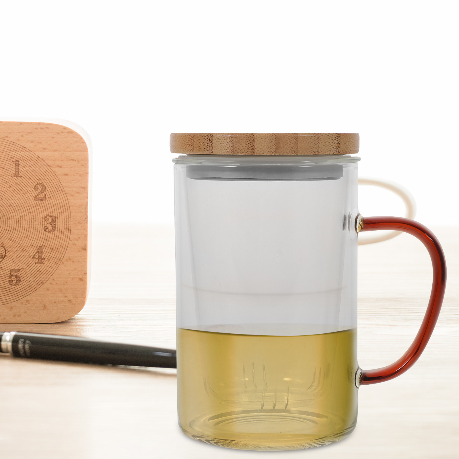 Coffee Tea Green - แก้วชาแก้วขนาด 450 มล. พร้อมตัวกรองในตัว สำหรับชาดอกไม้ ชาใบชา