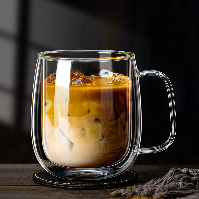 Lemon Tea Coffee - แก้วน้ำสองชั้นขนาด 350 มล. พร้อมหูจับ สำหรับชา เบียร์