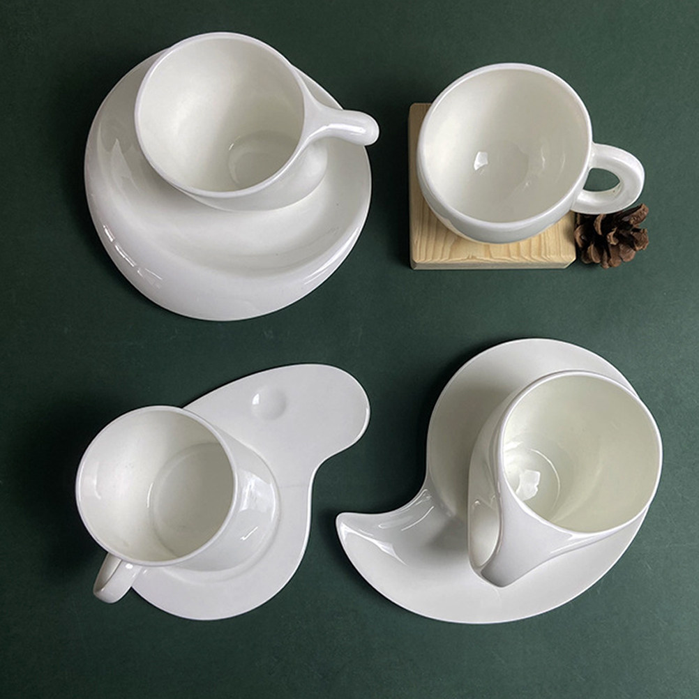Coffee Tea Set - ชุดถ้วยกาแฟเซรามิกพร้อมจานรอง ดีไซน์หรูหรา เหมาะสำหรับกาแฟ ชา นม ใช้ในออฟฟิศ