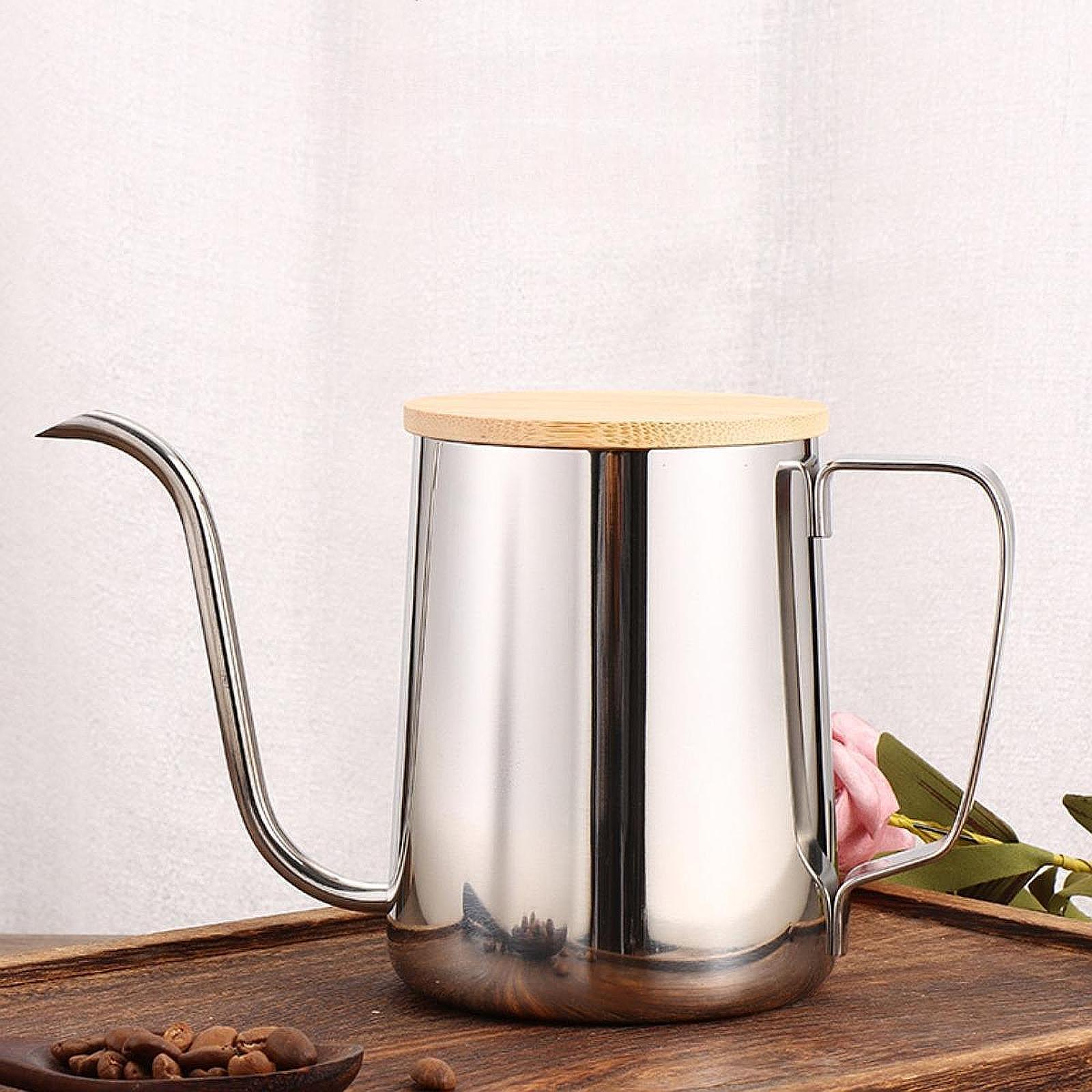 Tea And Coffee Kettle - เทกว่ากาต้มน้ํากาแฟหม้อ 600ml ยาวหม้อชาหยดกาแฟกาต้มน้ําสําหรับกลางแจ้งในร่มบาร์กาแฟหยดของขวัญ