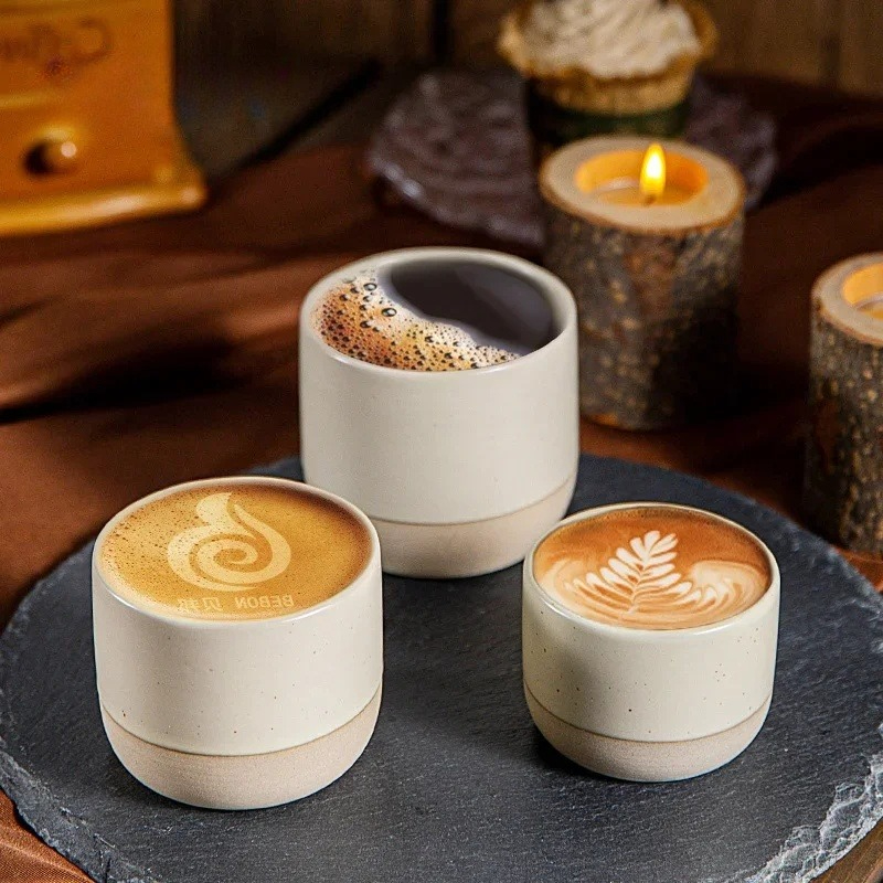 Coffee Tea Flask - แก้วกาแฟวินเทจ 100ml 170ml 200ml เซรามิคถ้วยชาสไตล์ญี่ปุ่นร้านกาแฟ Drinkware