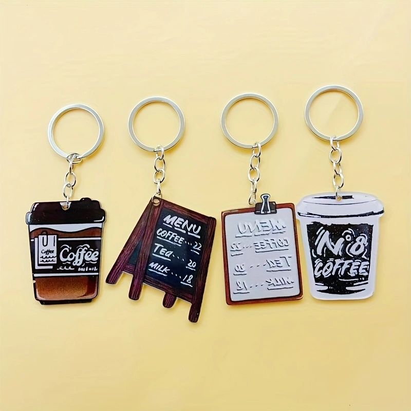 Coffee & Tea Difabis - พวงกุญแจแก้วกาแฟอะคริลิก 8 ชิ้น เหมาะสำหรับเป็นของขวัญงานปาร์ตี้แปลกใหม่สำหรับผู้หญิง