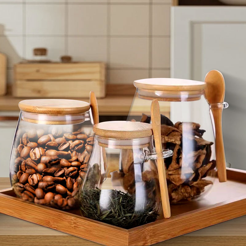 ขวดโหลแก้วปิดผนึกพร้อมช้อนและฝ - Coffee Tea Canister Set บทวิจารณ์และราคา
