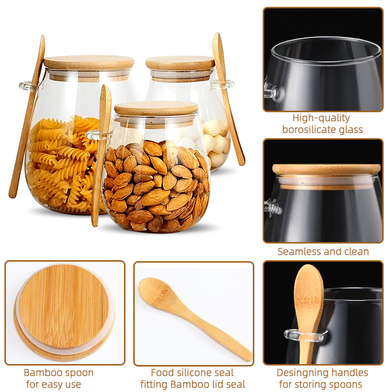ขวดโหลแก้วปิดผนึกพร้อมช้อนและฝ - Coffee Tea Canister Set บทวิจารณ์และราคา