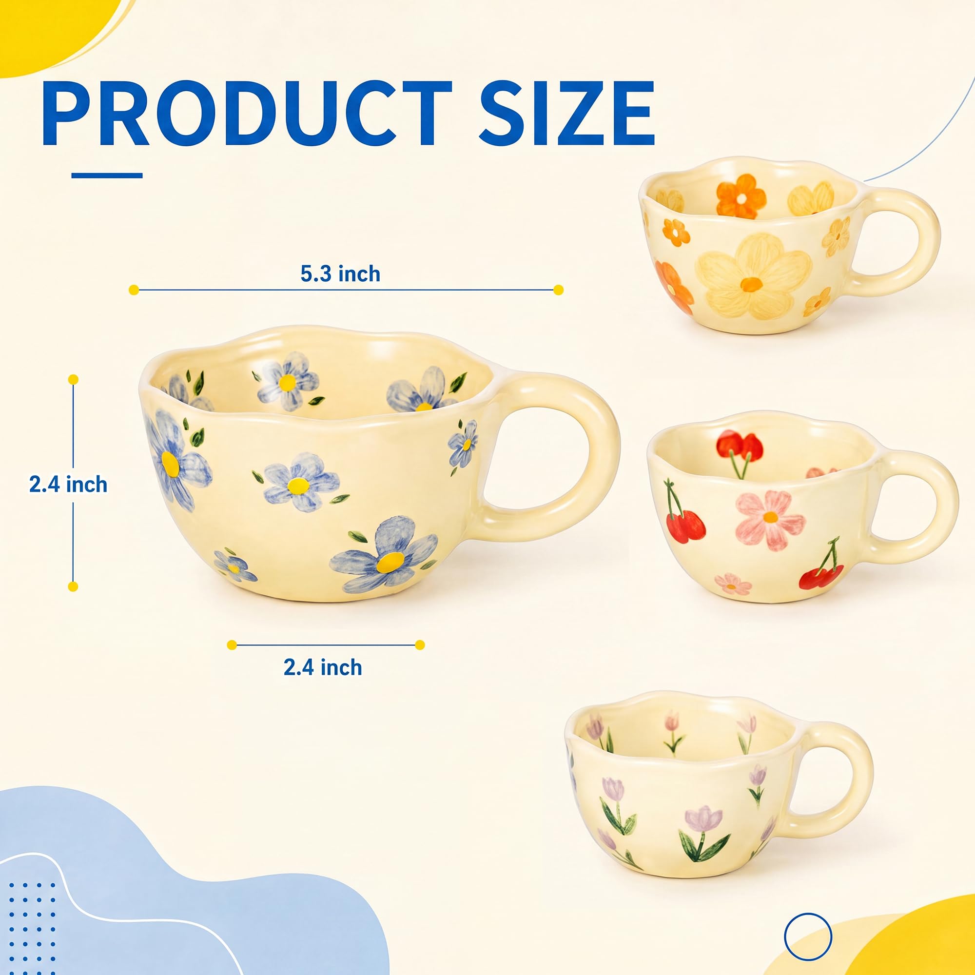 ชุดแก้วกาแฟเซรามิก 4 ใบ ลายดอก - Coffee X Tea บทวิจารณ์และราคา