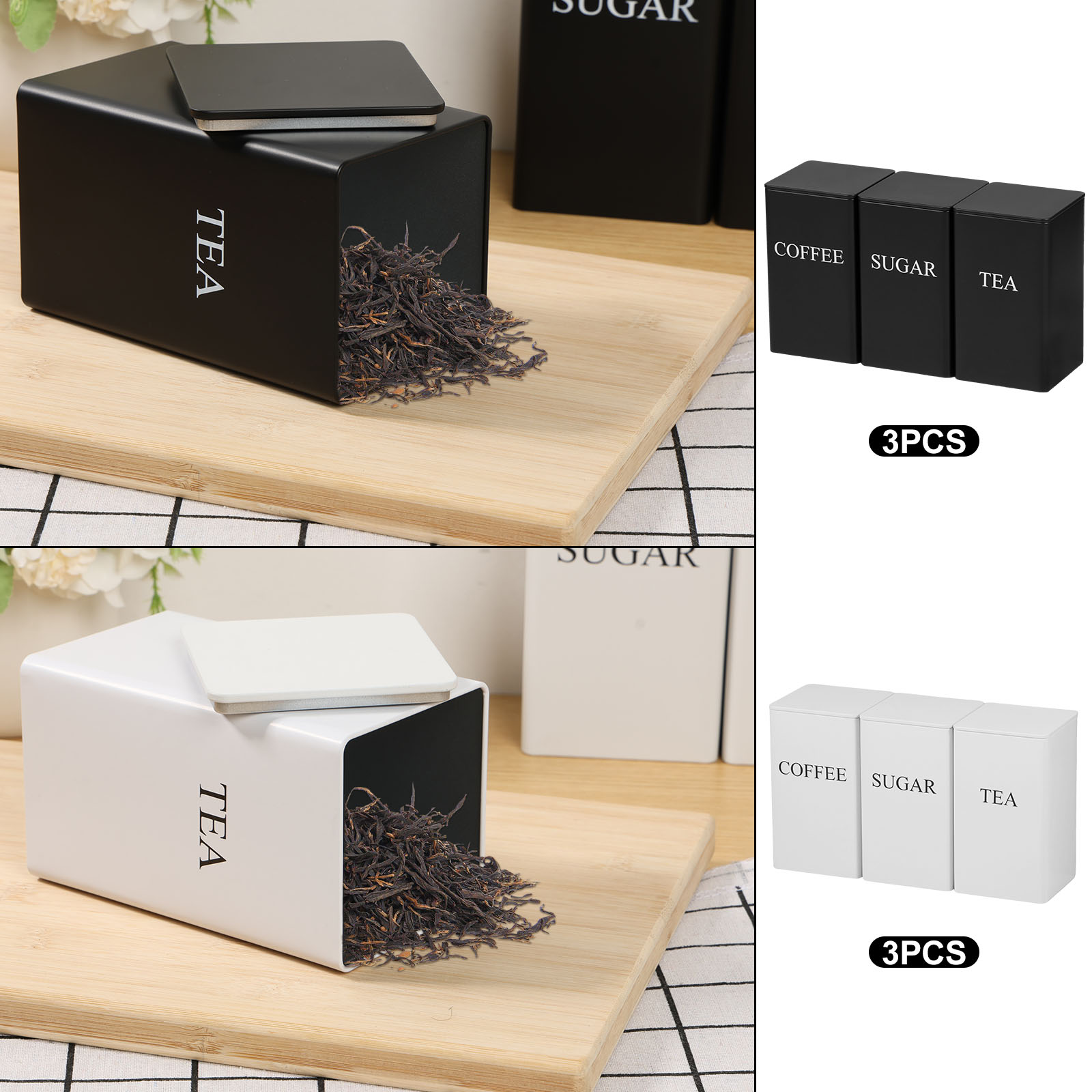 3 ชิ้นกาแฟ Bean ถังเก็บชาน้ําต - Coffee Tea Canister Set บทวิจารณ์และราคา