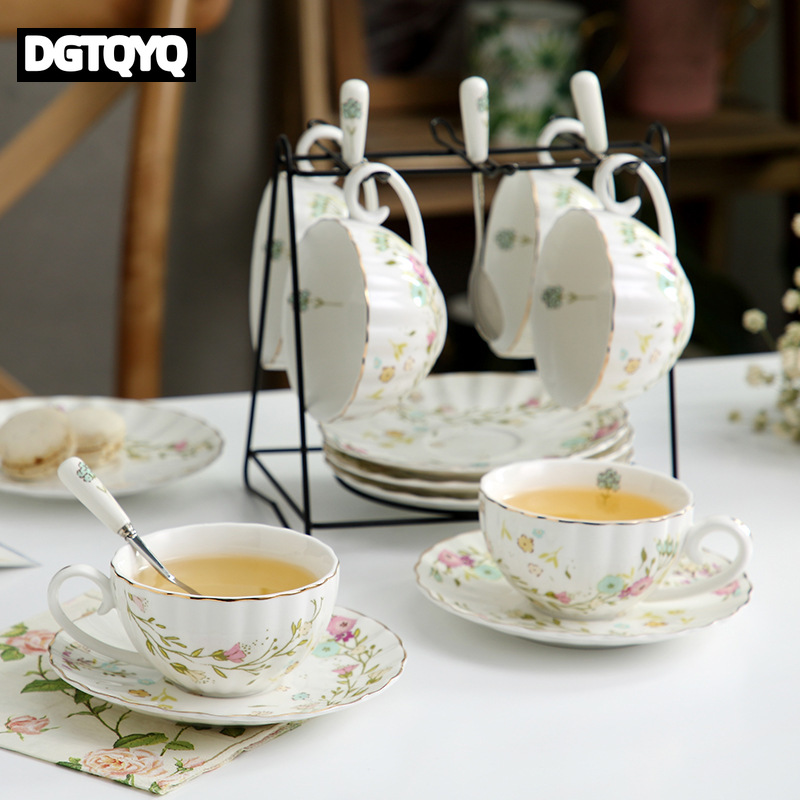 ชุดถ้วยกาแฟเซรามิกวินเทจลายดอก - Coffee Tea Flask บทวิจารณ์และราคา