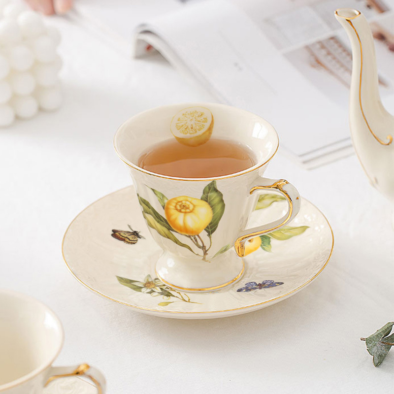 ชุดน้ำชาเซรามิกสไตล์เรโทรลายเล - Lemon Tea Coffee บทวิจารณ์และราคา