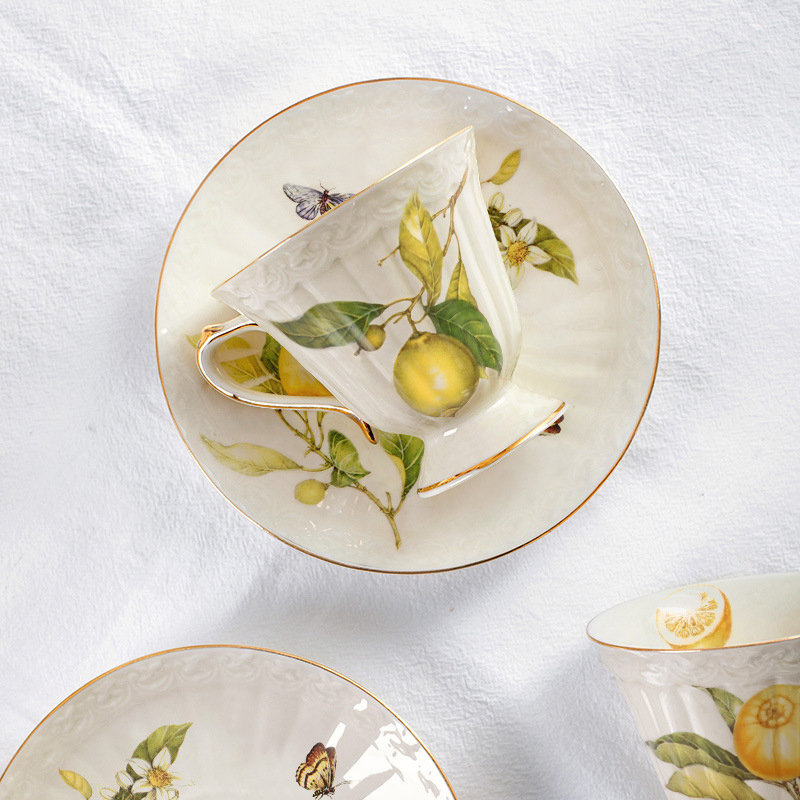 ชุดน้ำชาเซรามิกสไตล์เรโทรลายเล - Lemon Tea Coffee บทวิจารณ์และราคา