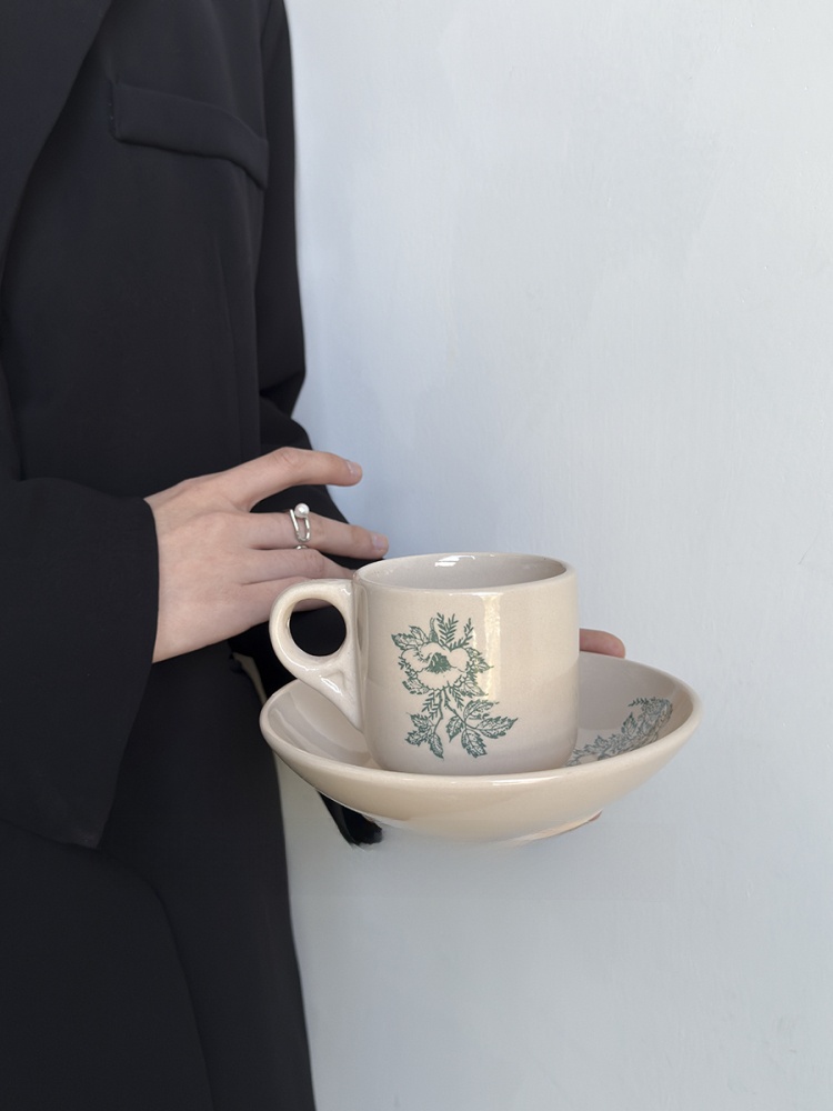 แก้วกาแฟเซรามิกลายใบไม้สีเขียว - Coffee Tea Green บทวิจารณ์และราคา