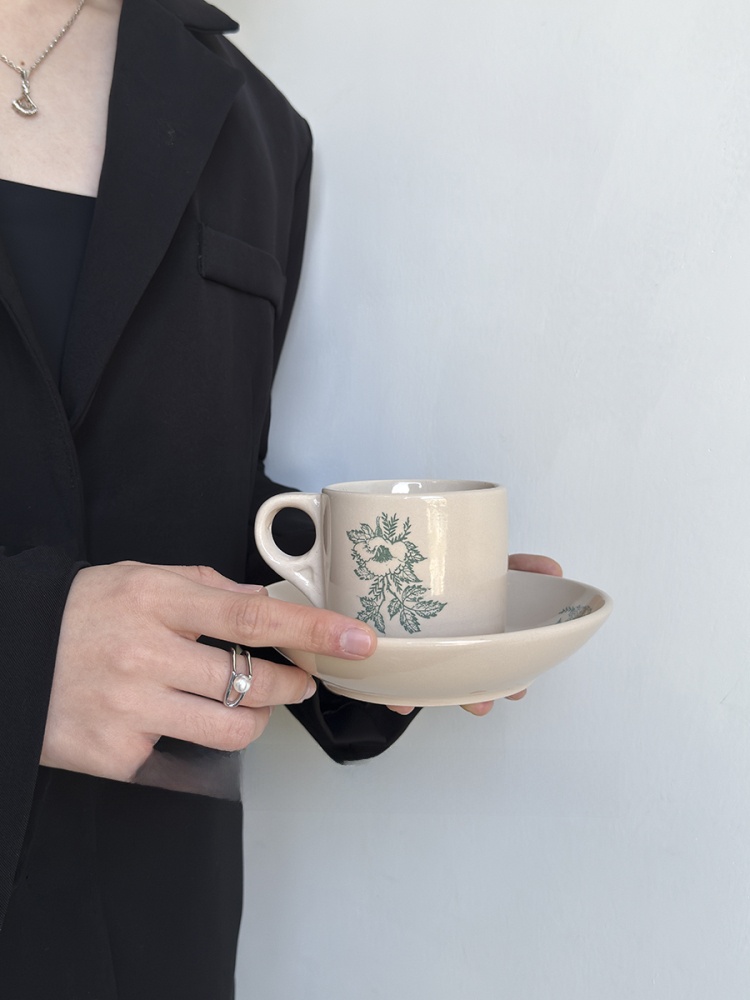 แก้วกาแฟเซรามิกลายใบไม้สีเขียว - Coffee Tea Green บทวิจารณ์และราคา