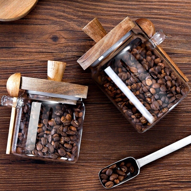 ชุดโหลแก้ว ABJI พร้อมฝาไม้และช - Coffee Tea Canister Set บทวิจารณ์และราคา