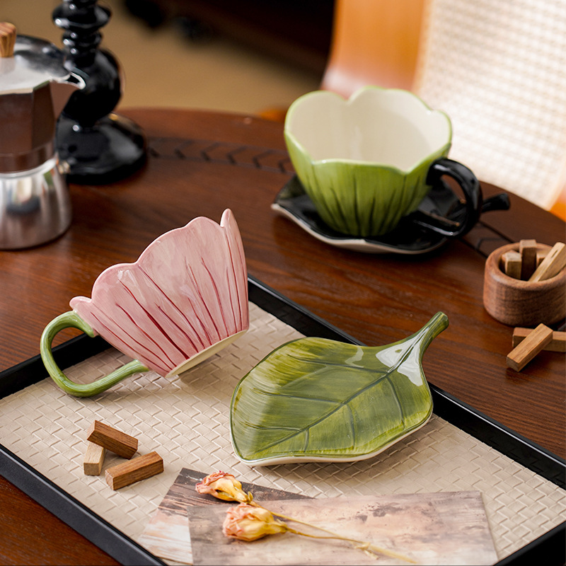 ไม่สม่ําเสมอมือวาดถ้วยกาแฟชุดจ - Coffee Tea Set บทวิจารณ์และราคา