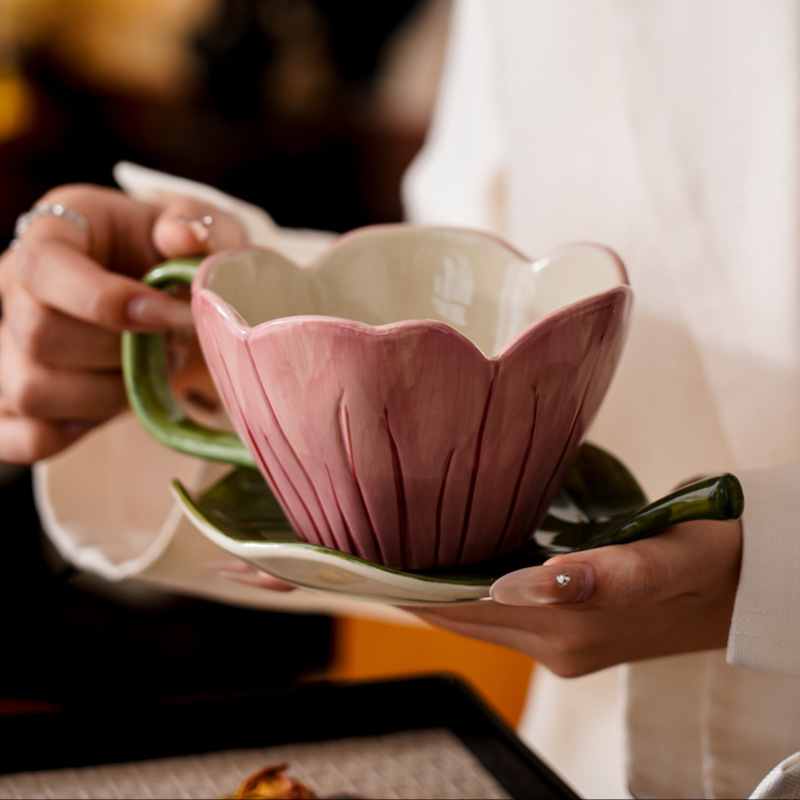 ไม่สม่ําเสมอมือวาดถ้วยกาแฟชุดจ - Coffee Tea Set บทวิจารณ์และราคา
