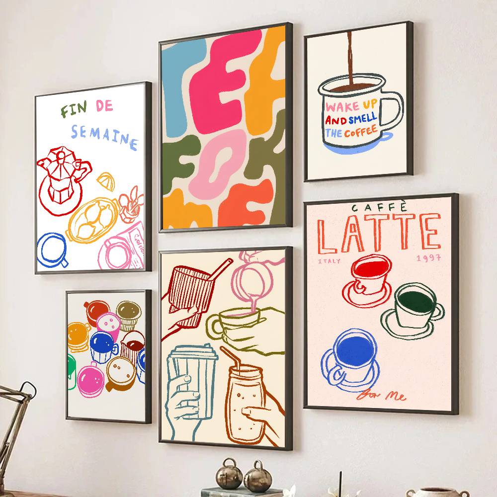 โปสเตอร์ตกแต่งผนังลายกาแฟลาเต้ - Wallpaper Coffee And Tea บทวิจารณ์และราคา