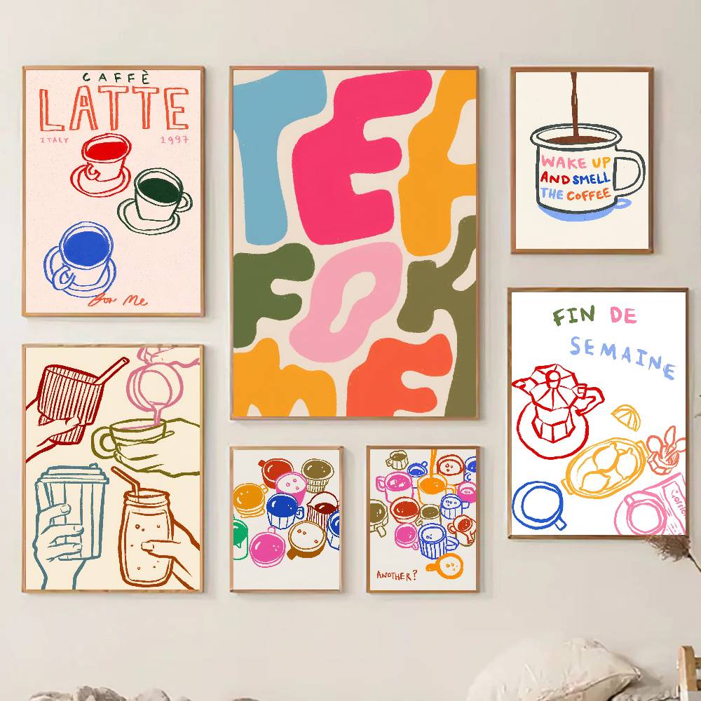 โปสเตอร์ตกแต่งผนังลายกาแฟลาเต้ - Wallpaper Coffee And Tea บทวิจารณ์และราคา