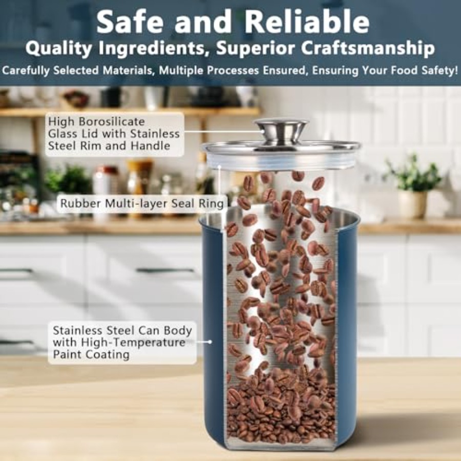 ชุดกระป๋องเก็บอาหารสแตนเลส 4 ช - Coffee Tea Canister Set บทวิจารณ์และราคา