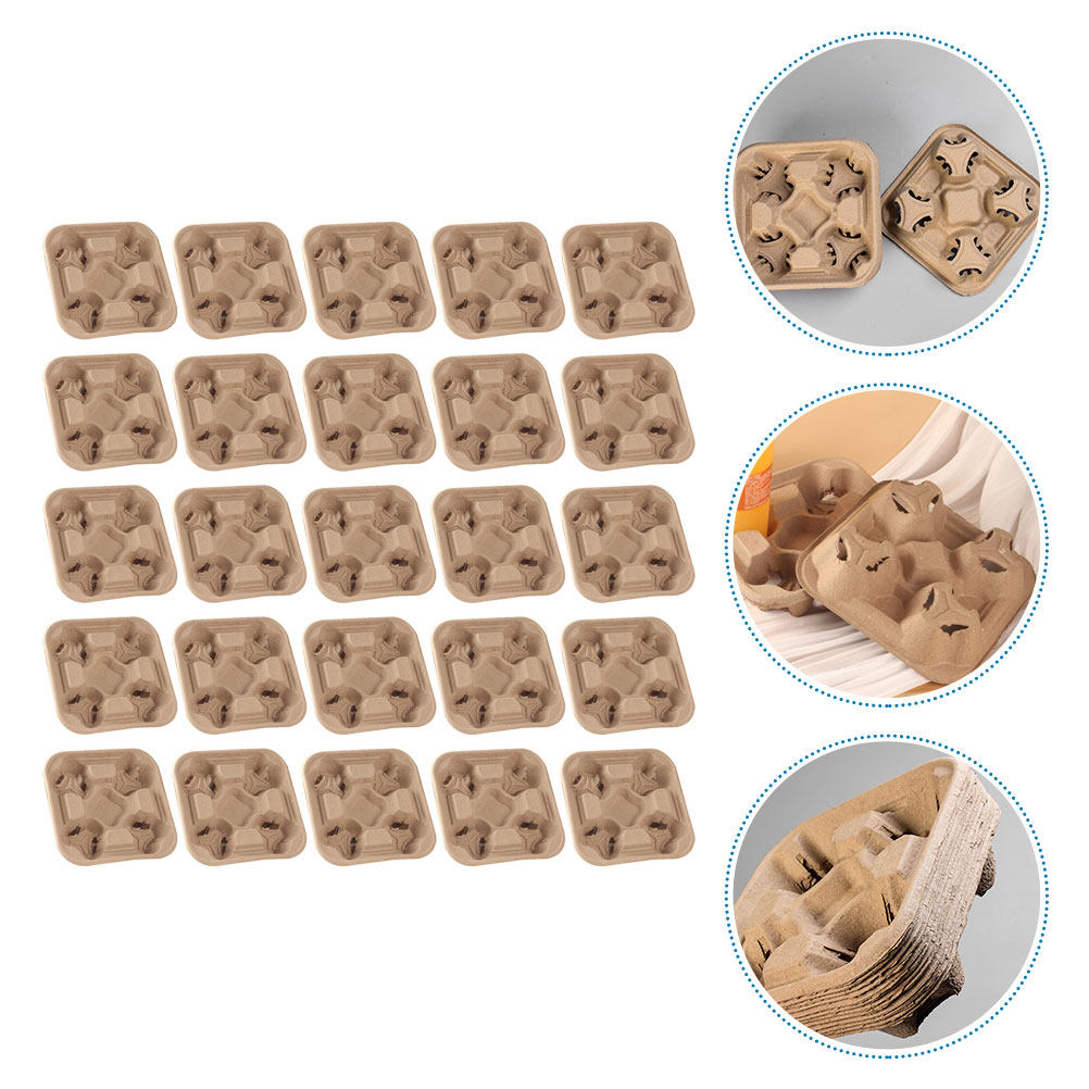 ถาดใส่แก้วกระดาษแบบสี่ช่อง 25  - Coffee Tea Holders บทวิจารณ์และราคา
