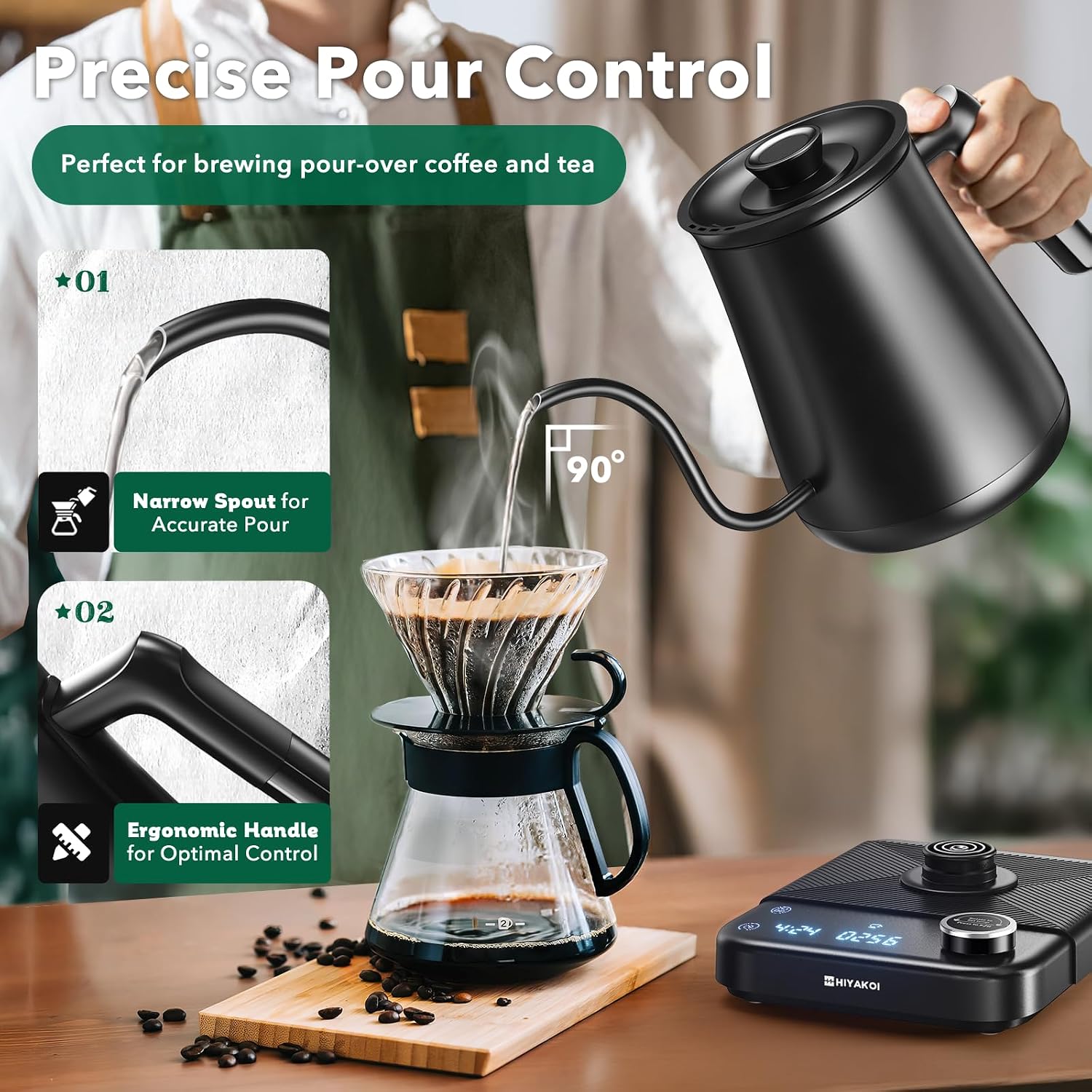 กาต้มน้ำไฟฟ้าแบบคอห่าน ±1 ℉    - Tea And Coffee Kettle บทวิจารณ์และราคา
