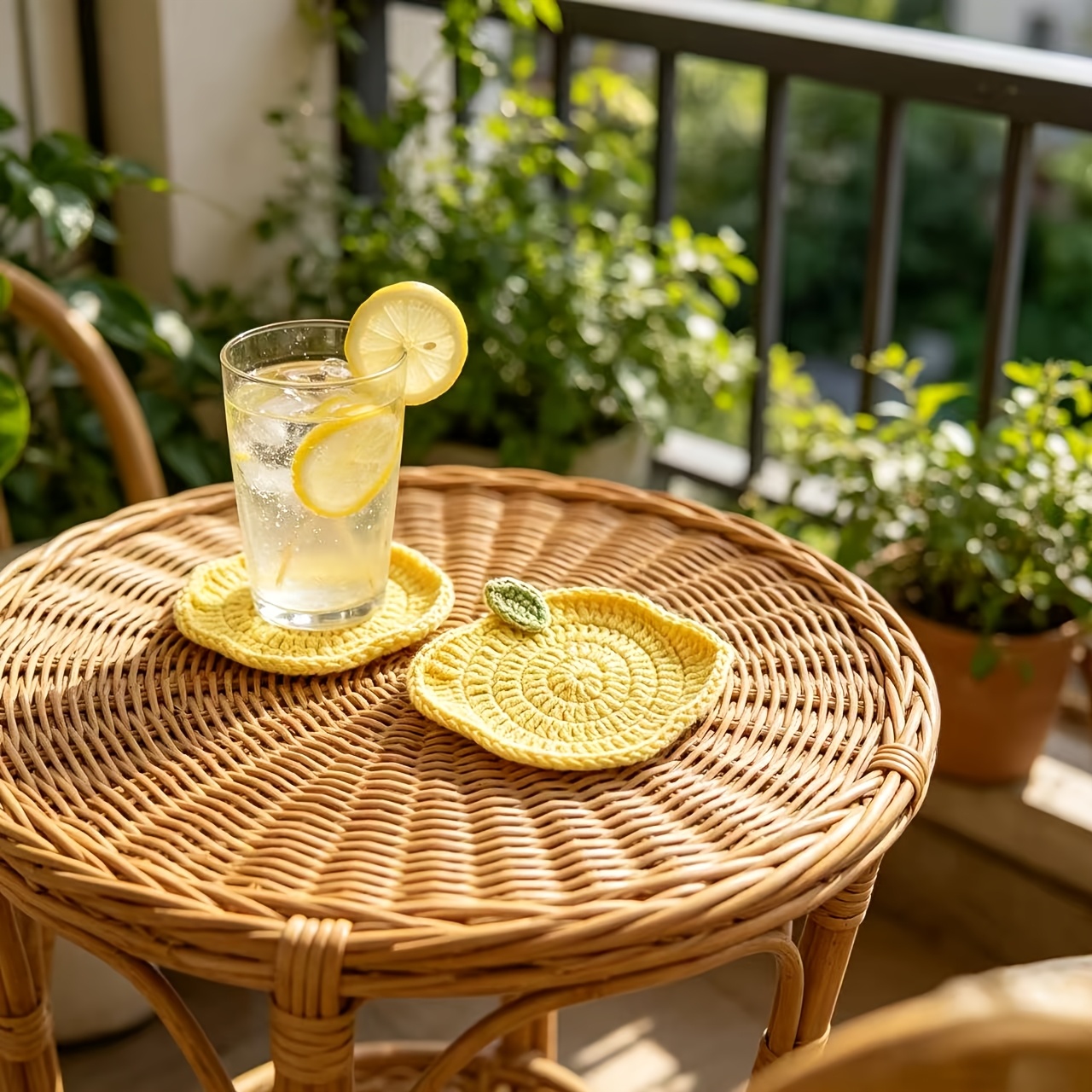 ที่รองแก้วถักโครเชต์ทำมือ ลายผ - Lemon Tea Coffee บทวิจารณ์และราคา