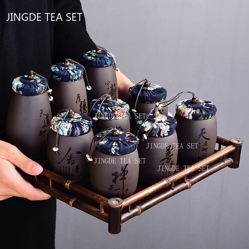 จีนทรายสีม่วงชาขนาดเล็ก Jar บ้ - Coffee Tea Canister Set บทวิจารณ์และราคา